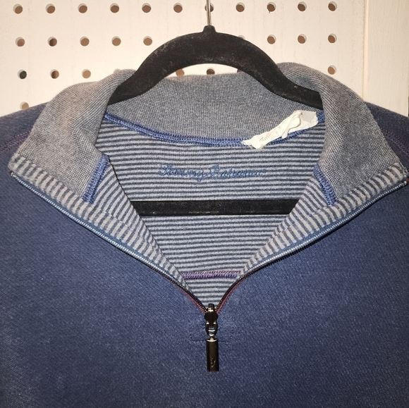 Tommy Bahama Blue Pull Over Reversable Sweater Large 1/4 Zip - Picture 5 of 10